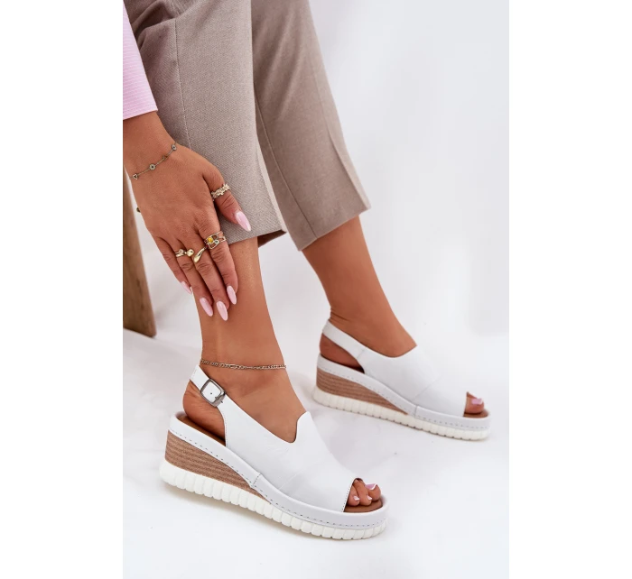 Dámské Kožené Sandály Na Klínu Artiker Bílé 56C0918