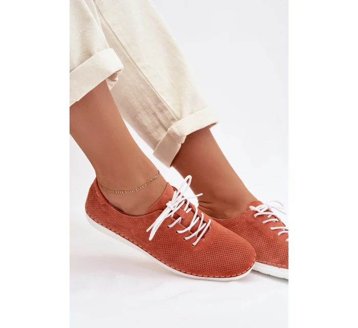 Dámské polobotky z přírodního semiše S.Barski LR61-7080 Oranžové