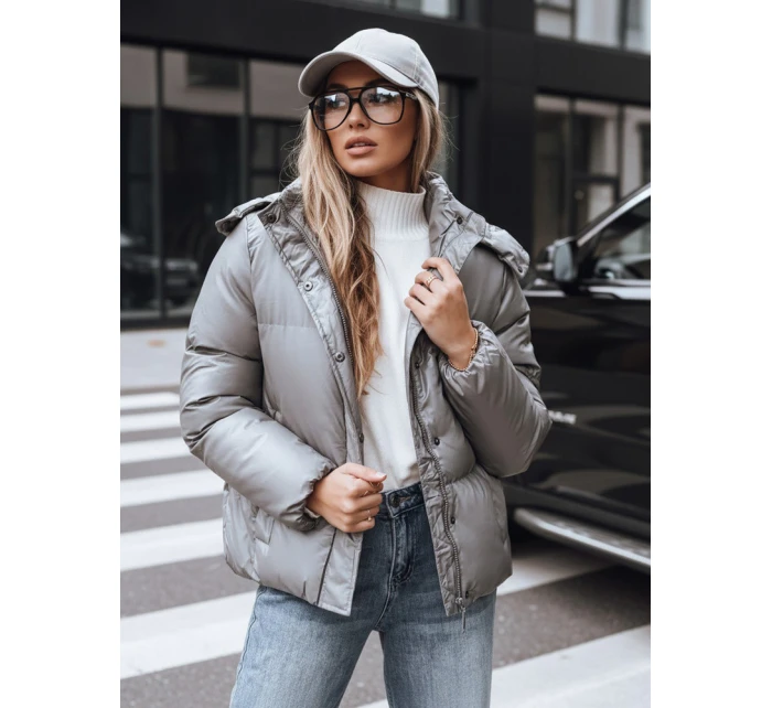 Dámská přechodná kožená bunda tmavě šedá FashionStreet TY5191