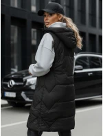 Dámská dlouhá prošívaná vesta černá FashionStreet TY5269