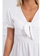 Šaty s vázaným výstřihem do V ecru Šaty s vázaným výstřihem do V ecru