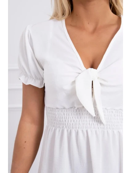 Šaty s vázaným výstřihem do V ecru Šaty s vázaným výstřihem do V ecru
