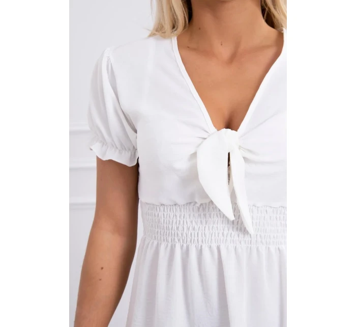 Šaty s vázaným výstřihem do V ecru Šaty s vázaným výstřihem do V ecru