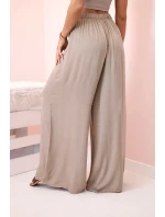 Široké dámské kalhoty s elastickým pasem velbloud