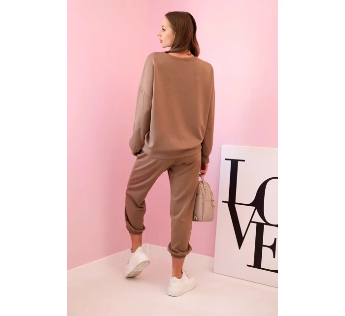 Komplet teplákové + kalhoty máslová látka velbloud Komplet teplákové + kalhoty máslová látka velbloud