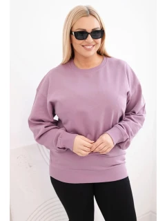 Dámská mikina Plus Size bavlněná basic s kulatým výstřihem tmavě růžová