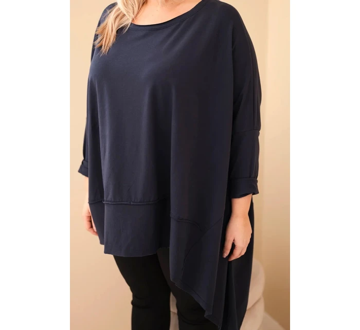 Dámská tunika Plus Size z bavlny s asymetrickým spodním lemem granátová Dámská tunika Plus Size z bavlny s asymetrickým spodním lemem granátová