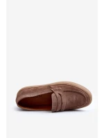 Mužské Semišové Polobotky Loafersy Zazoo 1574 Tmavě Beige