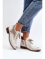 model 21646171 Nízké Kozačky Kožené Dámské Stříbrné - Zazoo