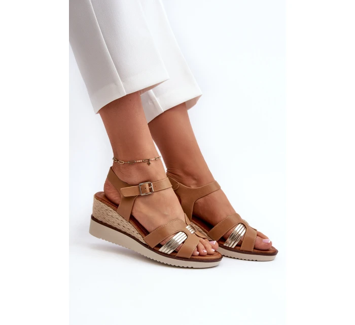 Dámské sandály na klínku s proutěním hnědé Starlenna Dámské sandály na klínku s proutěním hnědé Starlenna