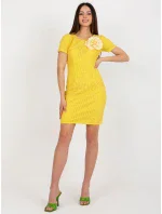 Sukienka LK SK model 21110915 ciemny żółty - FPrice Sukienka LK SK model 21110915 ciemny żółty - FPrice
