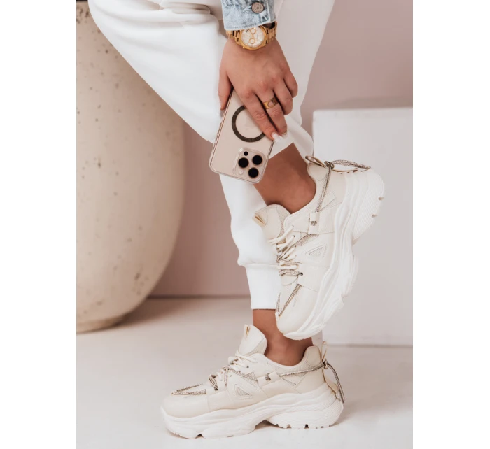 Dámské tenisky na silnější podrážce NEWMOVE beige FashionStreet ZY0589