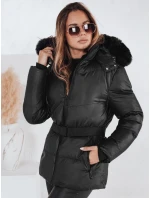 Dámská zimní prošívaná bunda s kapucí černá model 21990766 - Dstreet Dámská zimní prošívaná bunda s kapucí černá model 21990766 - Dstreet