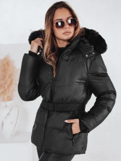 Dámská zimní prošívaná bunda s kapucí černá model 21990766 - Dstreet