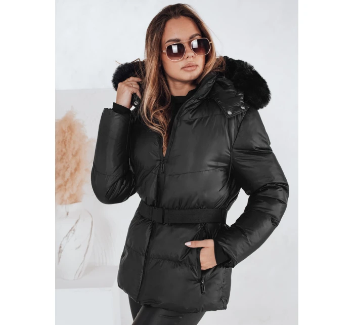 Dámská zimní prošívaná bunda s kapucí černá model 21990766 - Dstreet Dámská zimní prošívaná bunda s kapucí černá model 21990766 - Dstreet