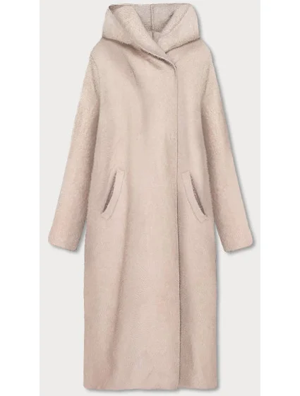 Světle béžový dlouhý přehoz přes oblečení s kapucí model 17556150 - S'WEST
