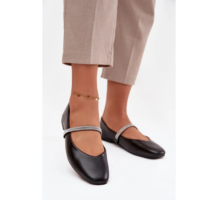 Dámské baleríny s pásky černé model 21757677 - Boto