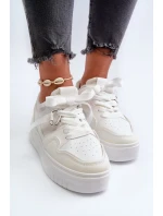 Dámské tenisky na platformě vyrobené z eko kůže, bílá moun Dámské tenisky na platformě vyrobené z eko kůže, bílá moun
