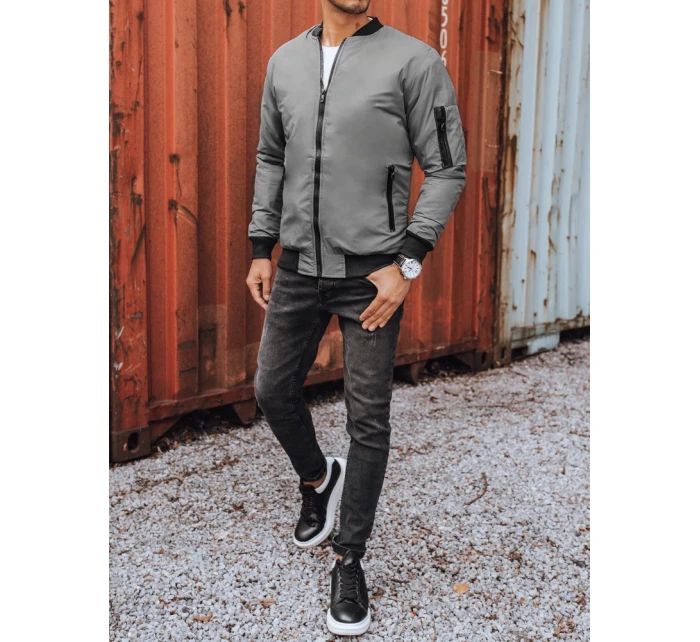 Pánská bunda bomber grafitová FashionStreet TX3824 Pánská bunda bomber grafitová FashionStreet TX3824