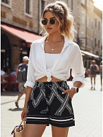 Dámské letní kraťasy s kapsami, černé, FashionStreet SY0538 Dámské letní kraťasy s kapsami, černé, FashionStreet SY0538