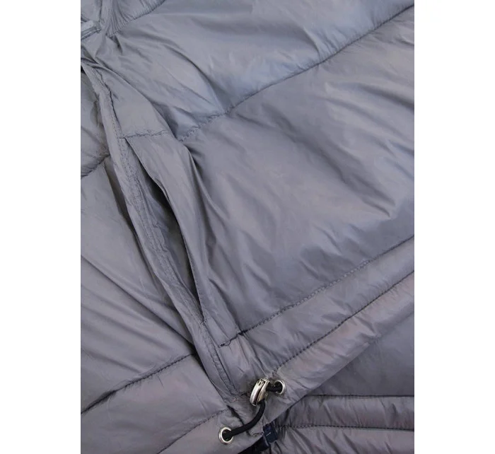 Tmavě modro-šedá oboustranná dámská bunda (b9555) Tmavě modro-šedá oboustranná dámská bunda (b9555)