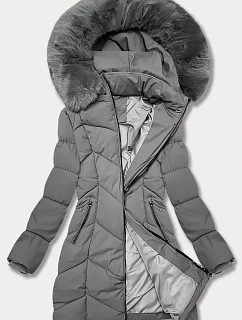 Dámská plus size zimní bunda do půli stehen S'west grey dark (B8306-70)