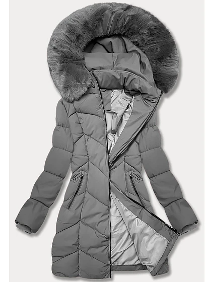 Dámská plus size zimní bunda do půli stehen S'west grey dark (B8306-70) Dámská plus size zimní bunda do půli stehen S'west grey dark (B8306-70)