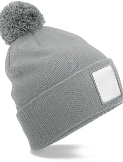 Beechfield B 338R Pletená čepice Patch "Pompon" 53.338R ash/white
