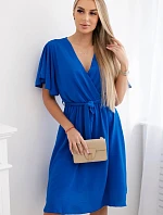 Šaty s vrstveným výstřihem chrpově modrá