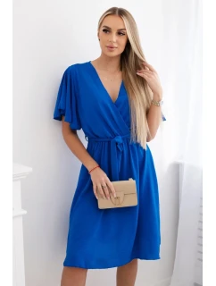 Šaty s vrstveným výstřihem chrpově modrá