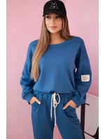 Komplet teplákové + kalhoty máslová látka denim Komplet teplákové + kalhoty máslová látka denim