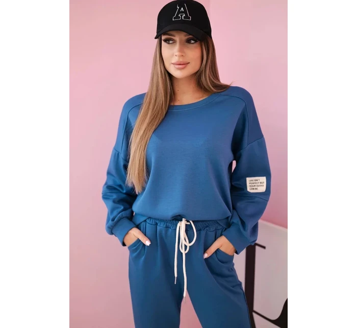 Komplet teplákové + kalhoty máslová látka denim Komplet teplákové + kalhoty máslová látka denim