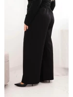 Dámské kalhoty Plus Size se širokou nohavicí a páskem čokoládové Dámské kalhoty Plus Size se širokou nohavicí a páskem čokoládové