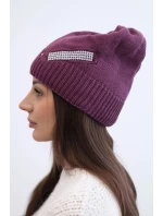 Dámská zimní vlněná čepice s ozdobnými krystalky K399 černá