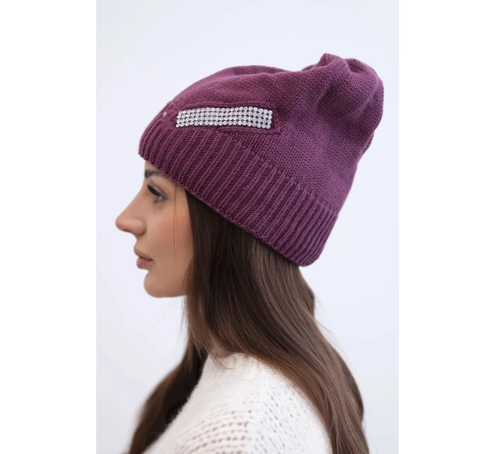 Dámská zimní vlněná čepice s ozdobnými krystalky K399 černá