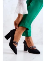 Semišové lodičky S řetízkem černý model 21581664 - S.Barski