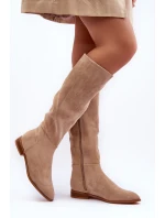 Kůže Kozačky S  Bežové model 21631943 - Boto