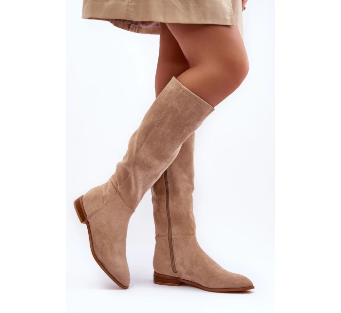 Kůže Kozačky S  Bežové model 21631943 - Boto