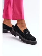 Masivní dámské boty z semiše černé model 21655412 - VINCEZA