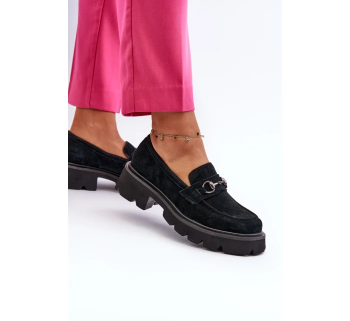 Masivní dámské boty z semiše černé model 21655412 - VINCEZA