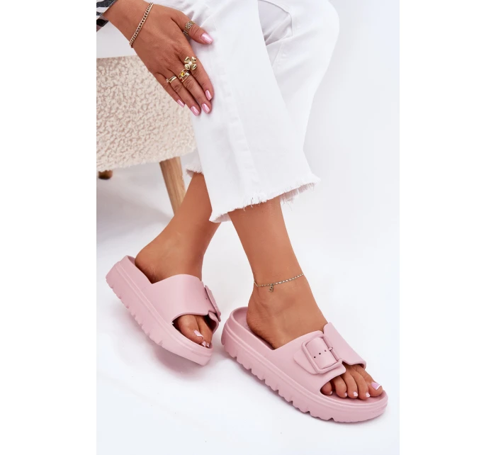 Dámské Pěnové Sandały Na Platformě S Přezkou Růžové Viasara Dámské Pěnové Sandały Na Platformě S Přezkou Růžové Viasara