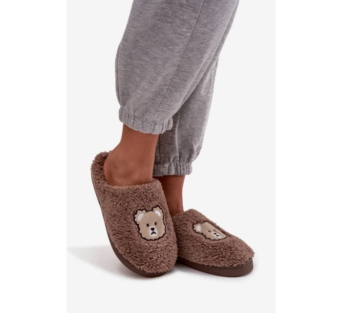 Dámské pantofle s beránkem a medvídky čokoládové Temiena Dámské pantofle s beránkem a medvídky čokoládové Temiena