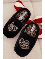 Dámské chlupaté papuče srdíčka – černé Amandra Dámské chlupaté papuče srdíčka – černé Amandra