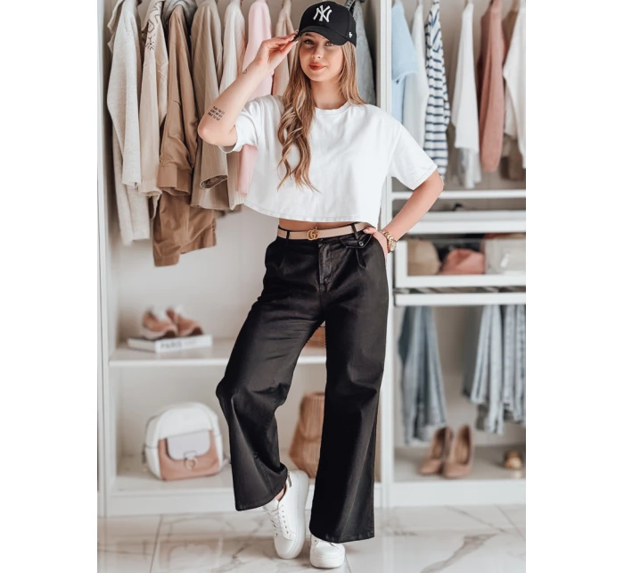 Dámské kalhoty s širokými nohavicemi MOBISKA black FashionStreet UY2621