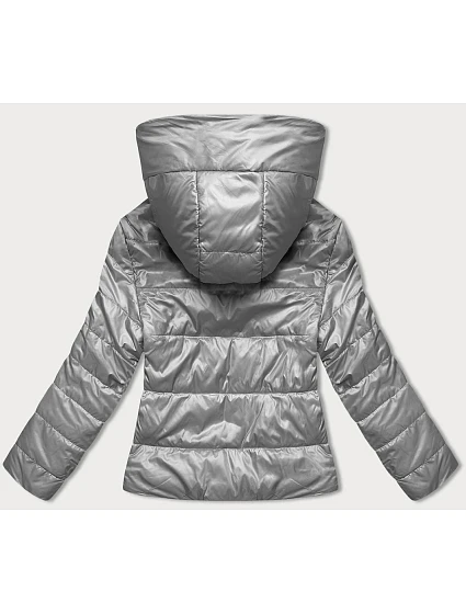 Krátká šedá dámská bunda s kapucí model 18841712 - S'WEST