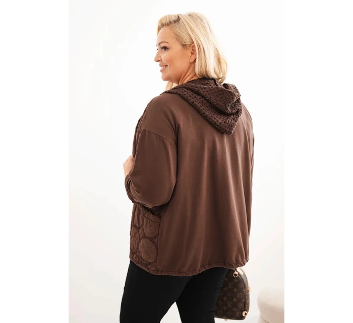 Dámská mikina Plus Size rozepínací na zip hnědá Dámská mikina Plus Size rozepínací na zip hnědá