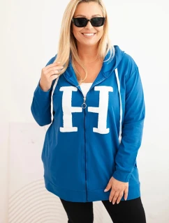 Dámská mikina Plus Size bavlněná s kapucí a velkým H model 21399825 - K-Fashion