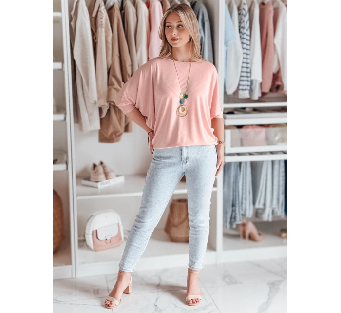 Dámská máslová halenka oversize s přívěskem LUZVIA powder pink FashionStreet RY2774