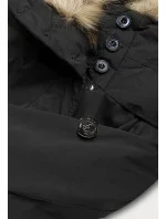 Černá dámská prošívaná zimní bunda s kožešinou (m-137)