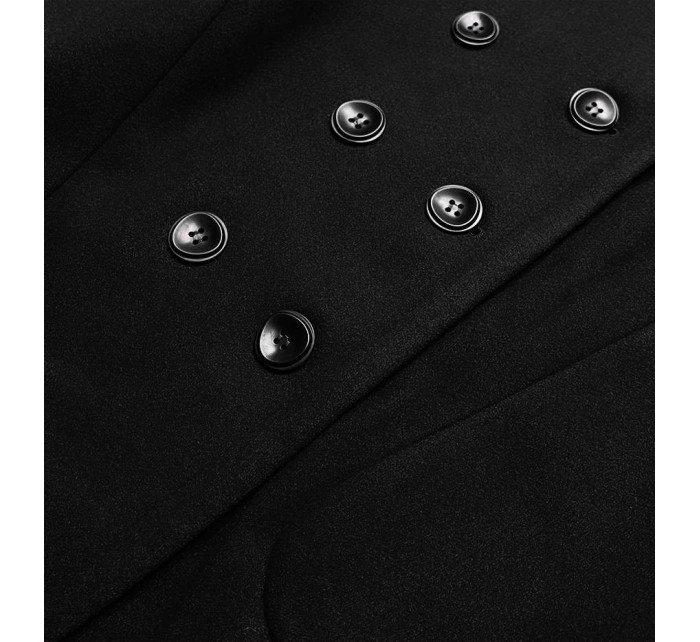 Černý dámský kabát plus size s kapucí model 17099562 - ROSSE LINE